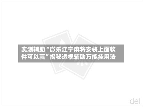 实测辅助“微乐辽宁麻将安装上面软件可以赢”揭秘透视辅助万能挂用法-第3张图片
