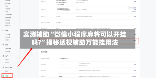 实测辅助“微信小程序麻将可以开挂吗?”揭秘透视辅助万能挂用法-第1张图片