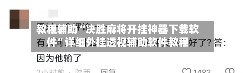 教程辅助“决胜麻将开挂神器下载软件”详细外挂透视辅助软件教程-第2张图片
