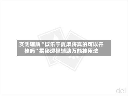 实测辅助“微乐宁夏麻将真的可以开挂吗”揭秘透视辅助万能挂用法-第3张图片