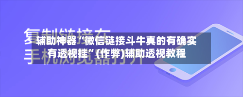 辅助神器“微信链接斗牛真的有确实有透视挂	”(作弊)辅助透视教程-第1张图片