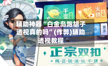 辅助神器“白金岛跑胡子透视真的吗”(作弊)辅助透视教程-第1张图片