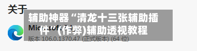 辅助神器“清龙十三张辅助插件”(作弊)辅助透视教程-第1张图片