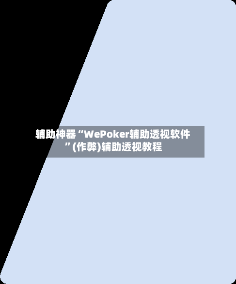 辅助神器“WePoker辅助透视软件”(作弊)辅助透视教程-第2张图片